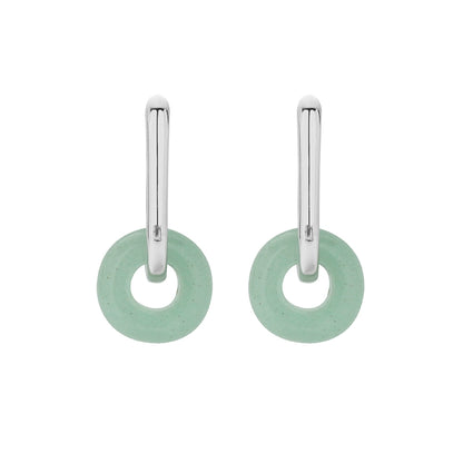 S925 Sterling Silver Rectangular Jade Earrings - Unisex Light Luxury Trend Style