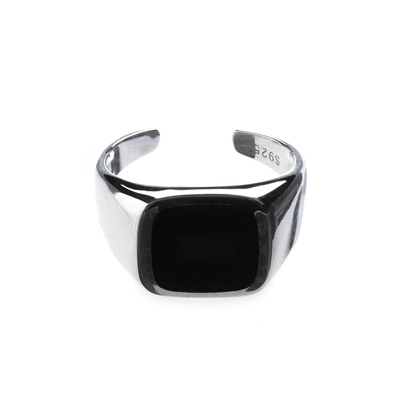Black fashionable ring hip-hop style for men and women, 925 sample silver, silver 925 sample, European style, simple and elegant design