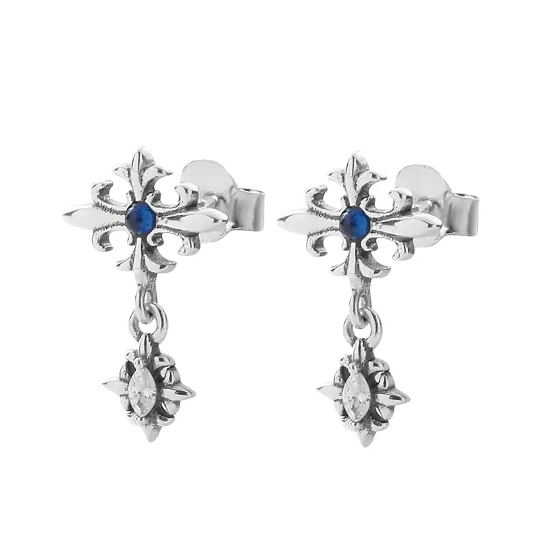 Zirconium, earrings for men and women, pendant, silver 925 sample