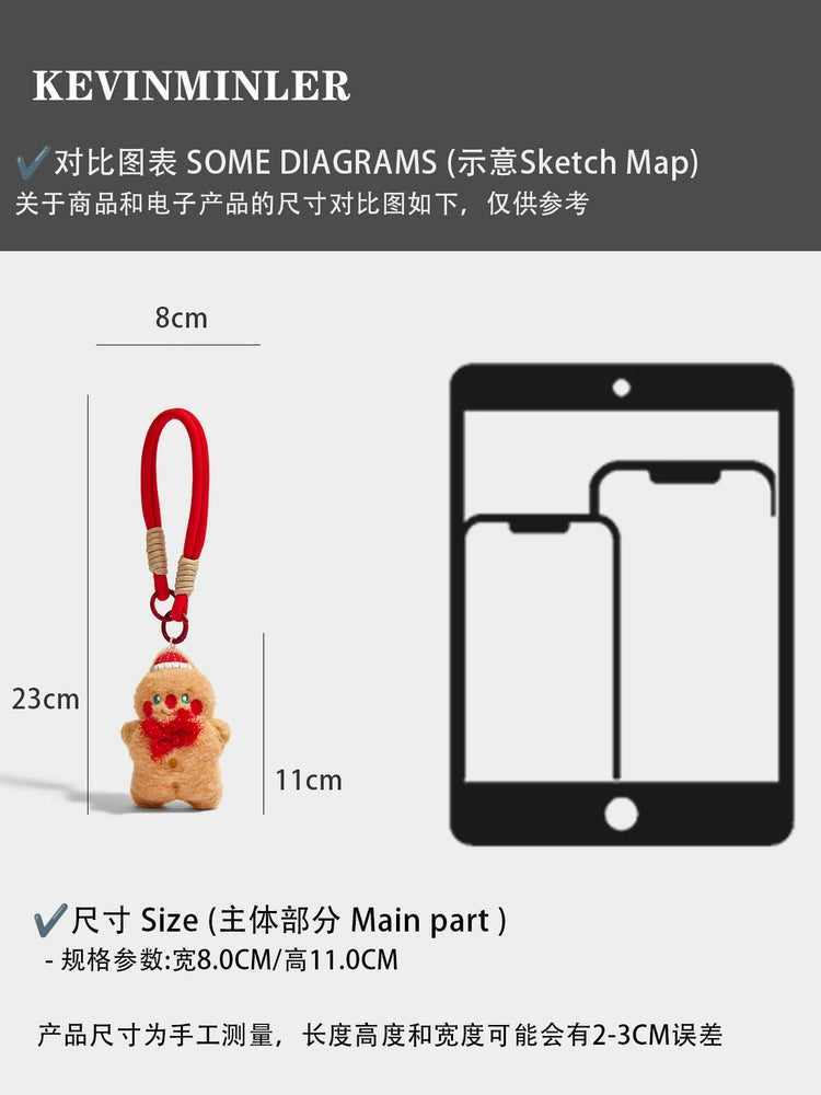 Cute Plush Gingerbread Man Christmas Keychain Bag Pendant Gift for Her