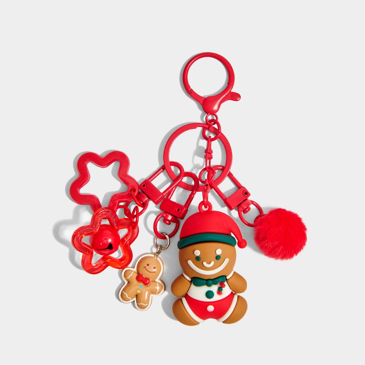 Adorable Gingerbread Man Doll Keychain - Festive Christmas Bag Charm Gift
