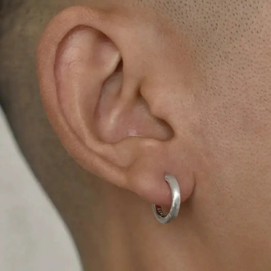 S925 Sterling Silver Matte Minimalist Hoop Earrings for Men and Women