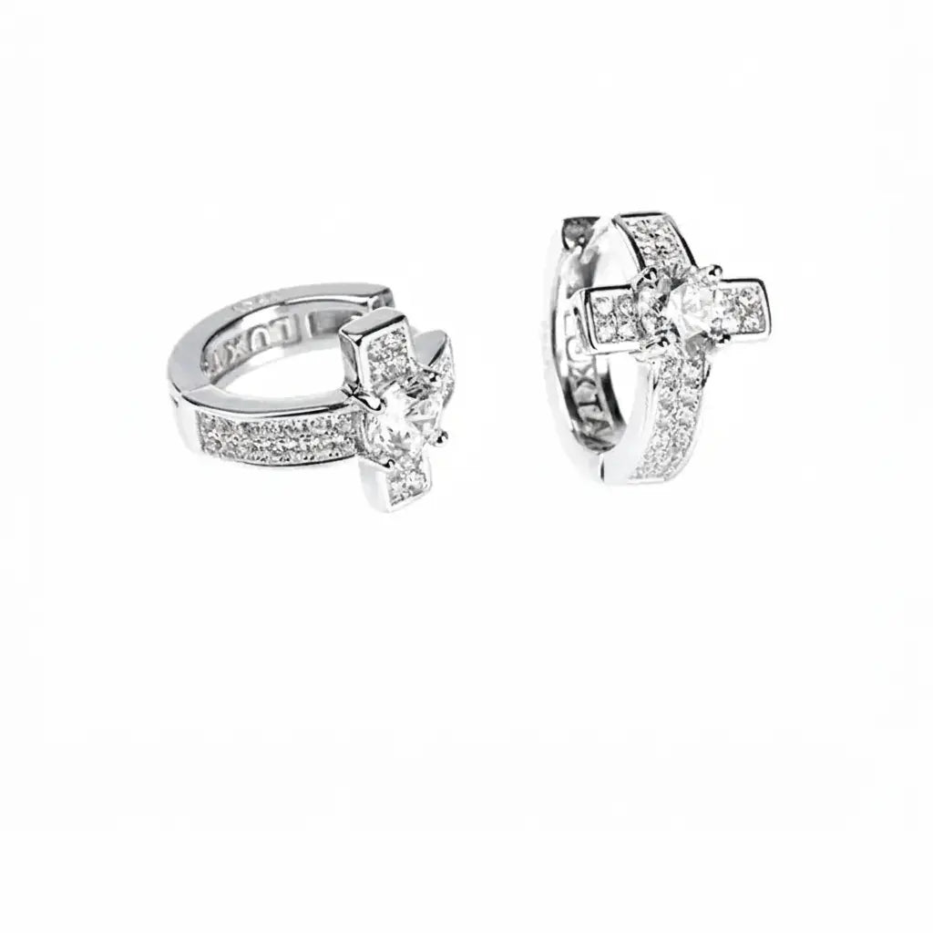 Genuine earrings, zirconium hip-hop style, 925 sample silver, high-quality style