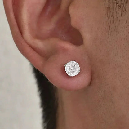 S925 Sterling Silver Rose Cut Zirconia Stud Earrings - Unisex Trend-Forward Design