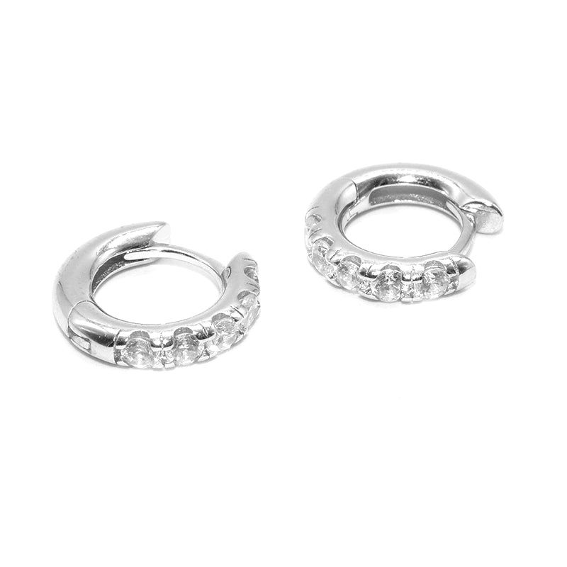 Luxurious 925 Sterling Silver Zircon Hip-Hop Style Stud Earrings for Men