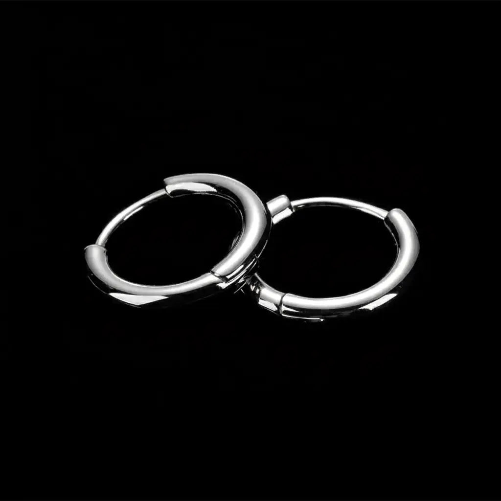 Sleek Sterling Silver 925 Hoop Earrings - Unisex Minimalist Glossy Design