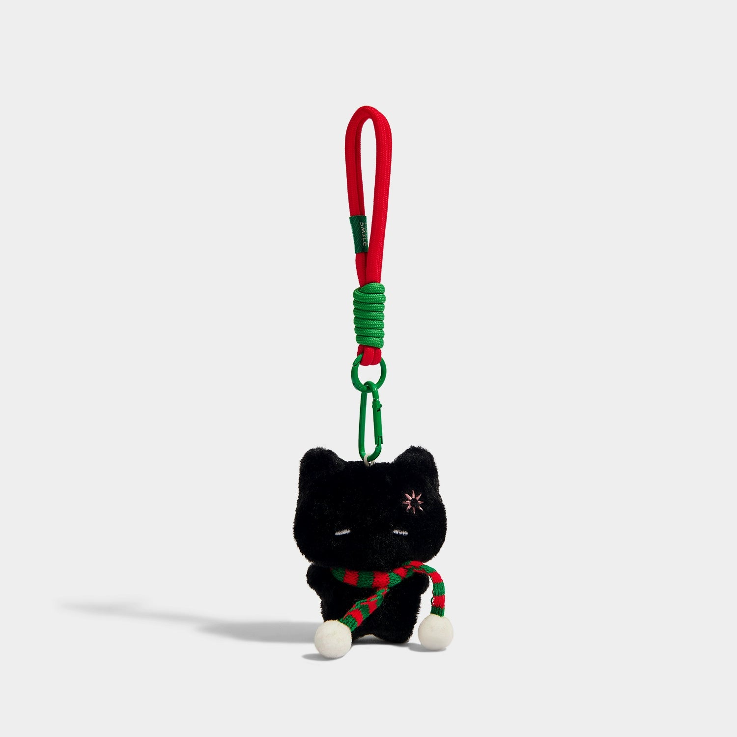 Adorable Kevinminler Black Cat Plush Keychain with Red Green Scarf Christmas Gift