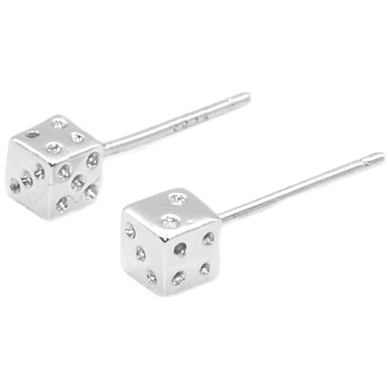 S925 Sterling Silver Dice Stud Earrings: Creative Minimalist Design for All