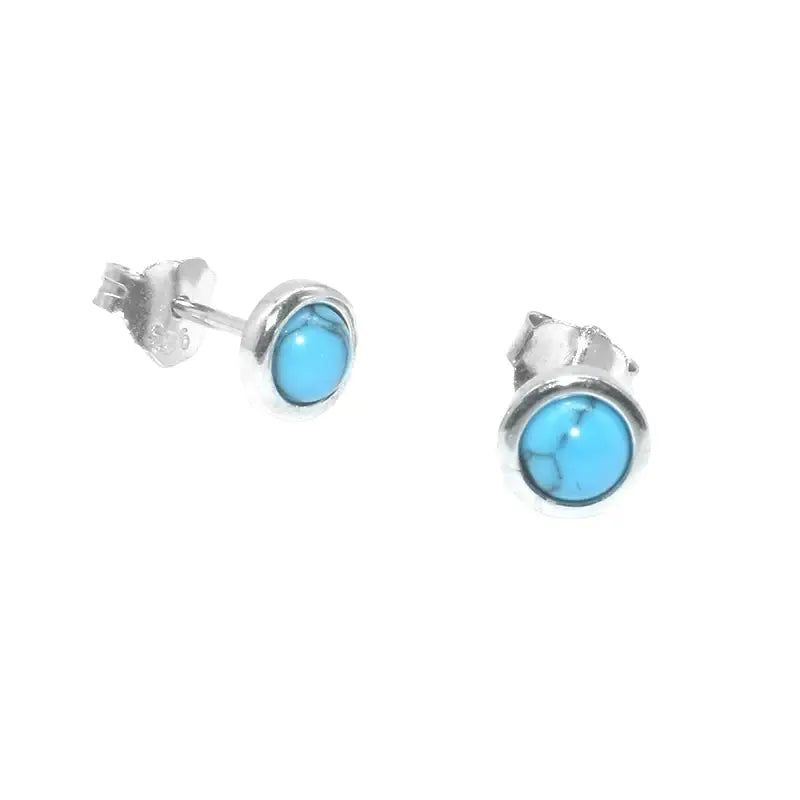 S925 Sterling Silver Turquoise Stud Earrings Unisex Light Luxury Design