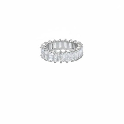 Square zirconium, elite flashing fashionable universal ring with stone