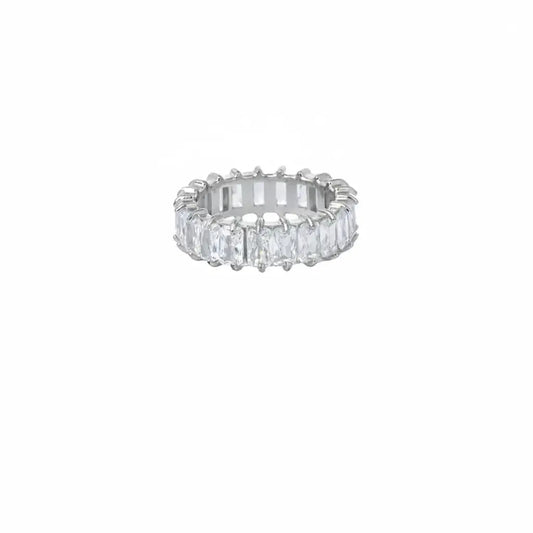 Square zirconium, elite flashing fashionable universal ring with stone