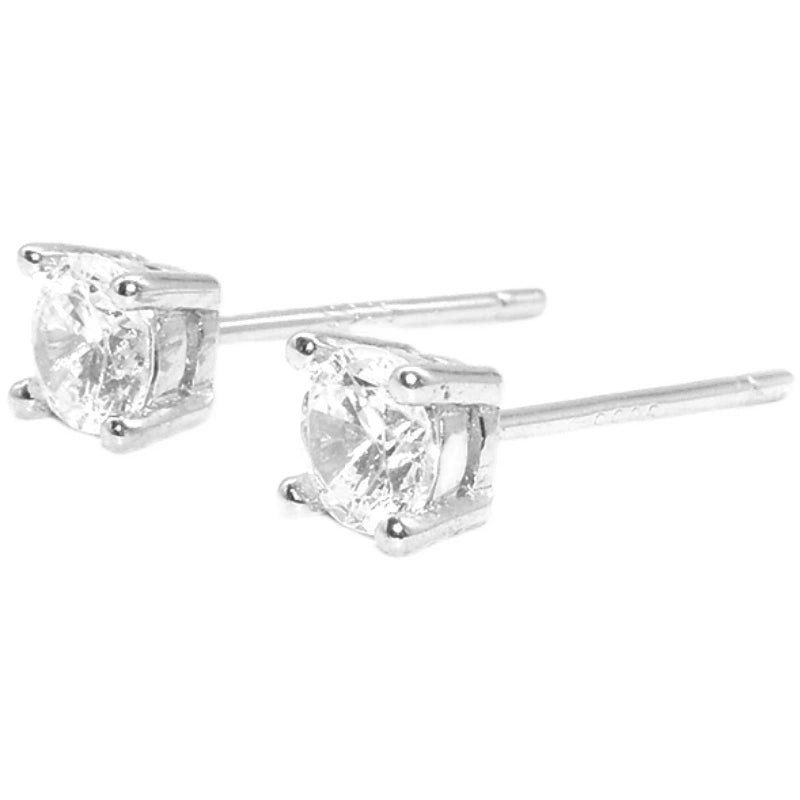 Trend-Forward 925 Sterling Silver Diamond Stud Earrings - Hip-Hop Unisex Style