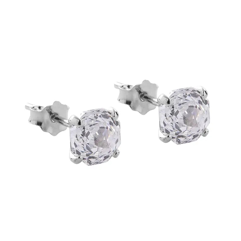 S925 Sterling Silver Rose Cut Zirconia Stud Earrings - Unisex Trend-Forward Design