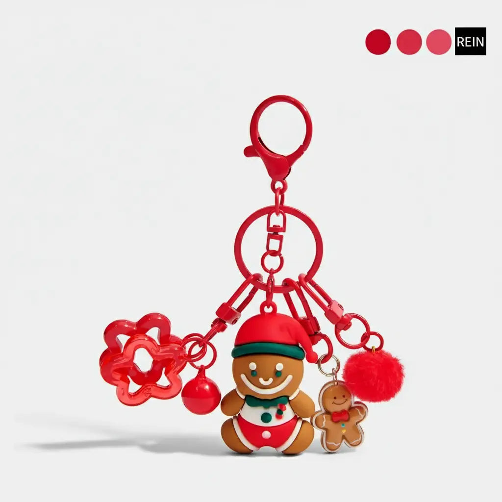 Adorable Gingerbread Man Doll Keychain - Festive Christmas Bag Charm Gift