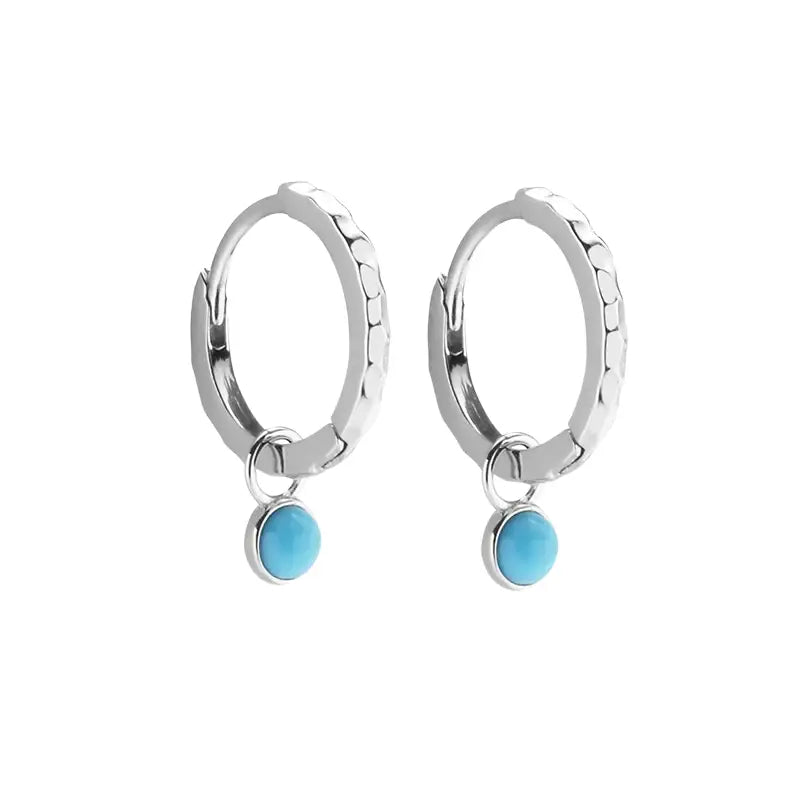 Turquoise pendant, universal fashionable earrings for men and women, silver 925 sample, light luxury style