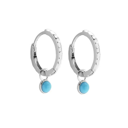 Turquoise pendant, universal fashionable earrings for men and women, silver 925 sample, light luxury style