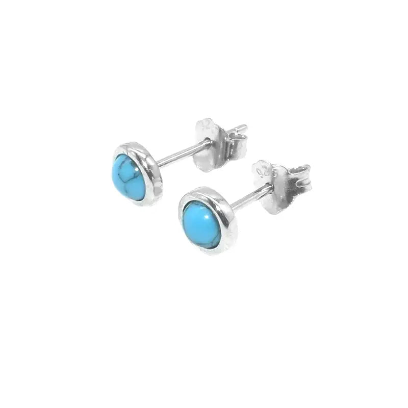 S925 Sterling Silver Turquoise Stud Earrings Unisex Light Luxury Design