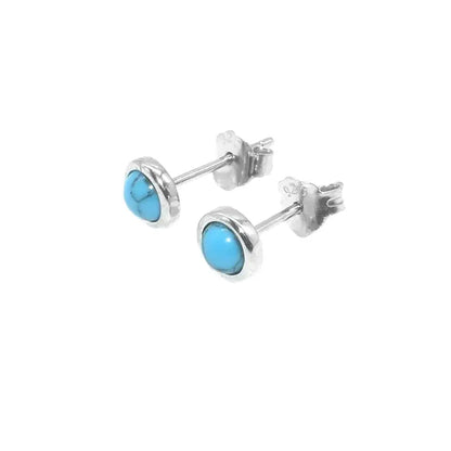 S925 Sterling Silver Turquoise Stud Earrings Unisex Light Luxury Design
