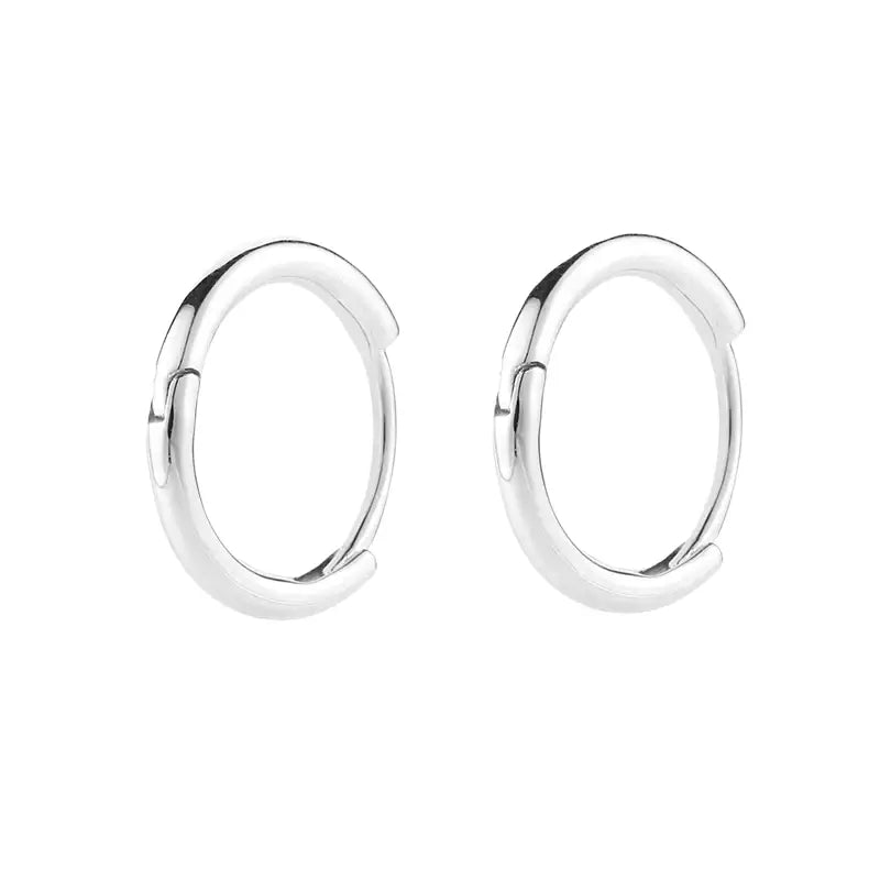 S925 Sterling Silver Hip-Hop Hoop Earrings for Men Women, Minimalist Design