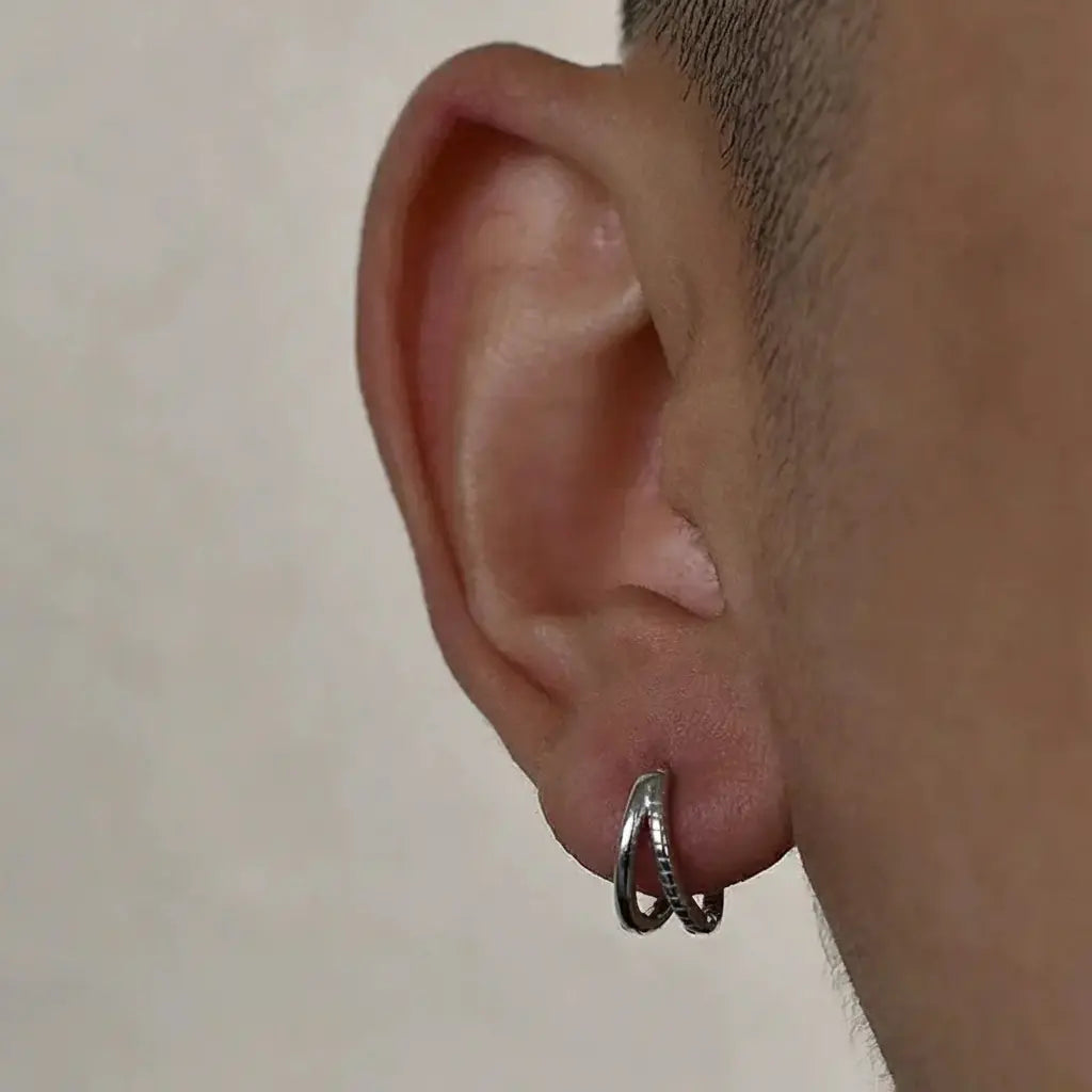 S925 Sterling Silver Double Layer Hoop Earrings - Unisex Trendy Light Luxury