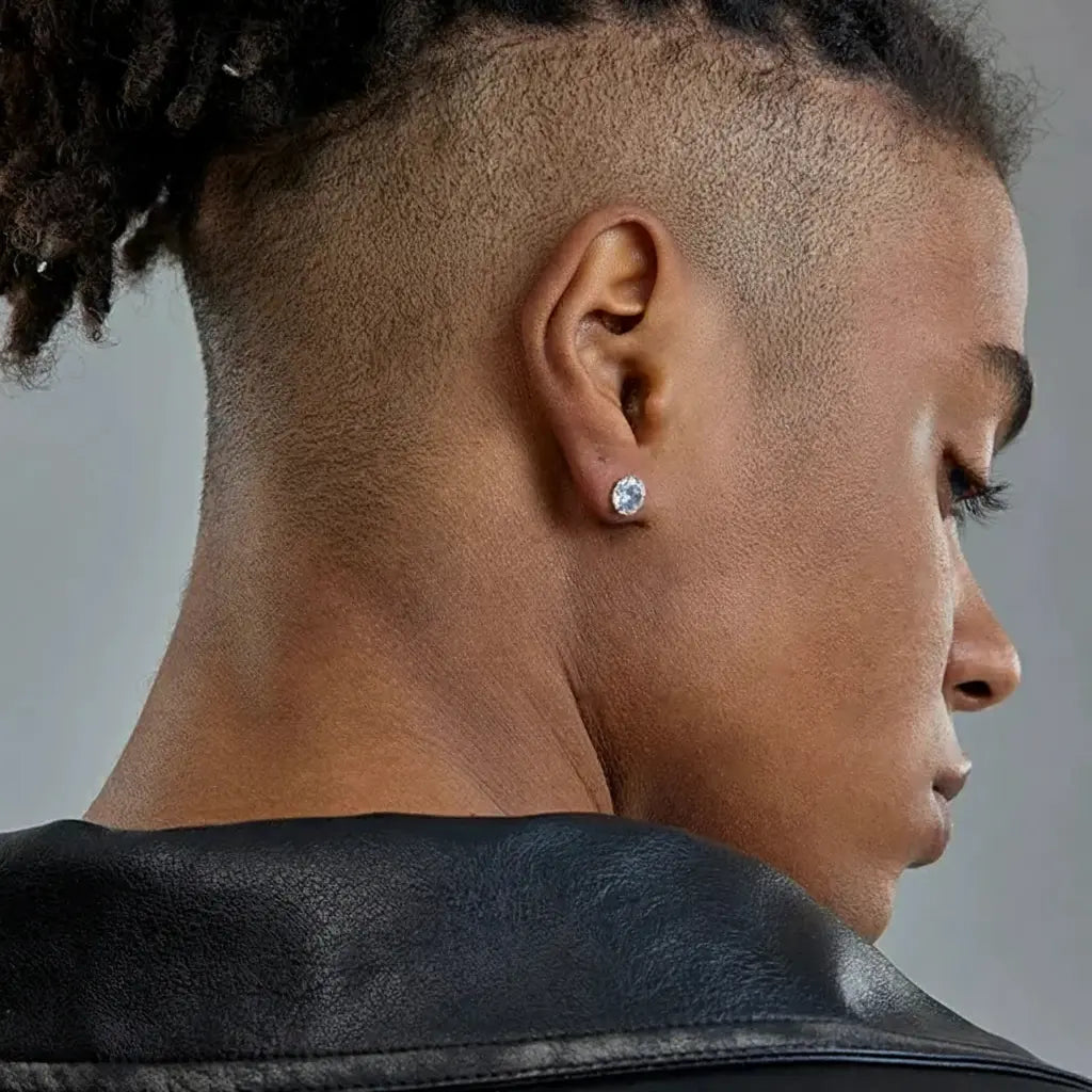 Silver diamond stud earrings