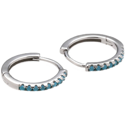 S925 Sterling Silver Turquoise Huggie Earrings: Modern Unisex Light Luxury Style