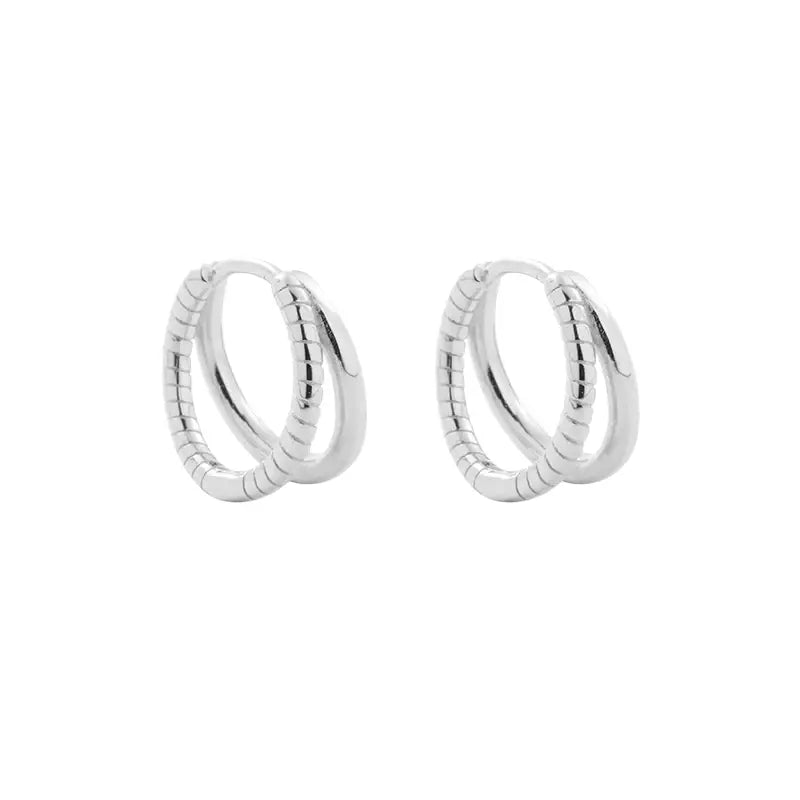 S925 Sterling Silver Double Layer Hoop Earrings - Unisex Trendy Light Luxury