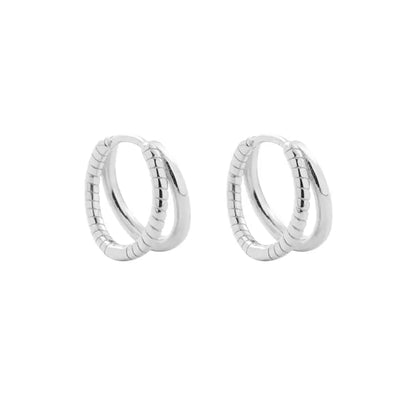 S925 Sterling Silver Double Layer Hoop Earrings - Unisex Trendy Light Luxury