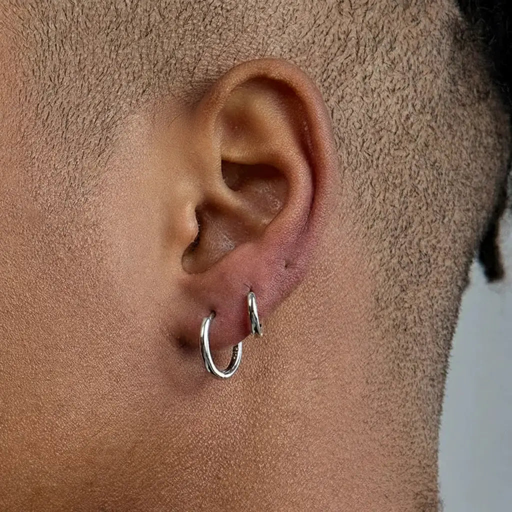 S925 Sterling Silver Hip-Hop Hoop Earrings for Men Women, Minimalist Design