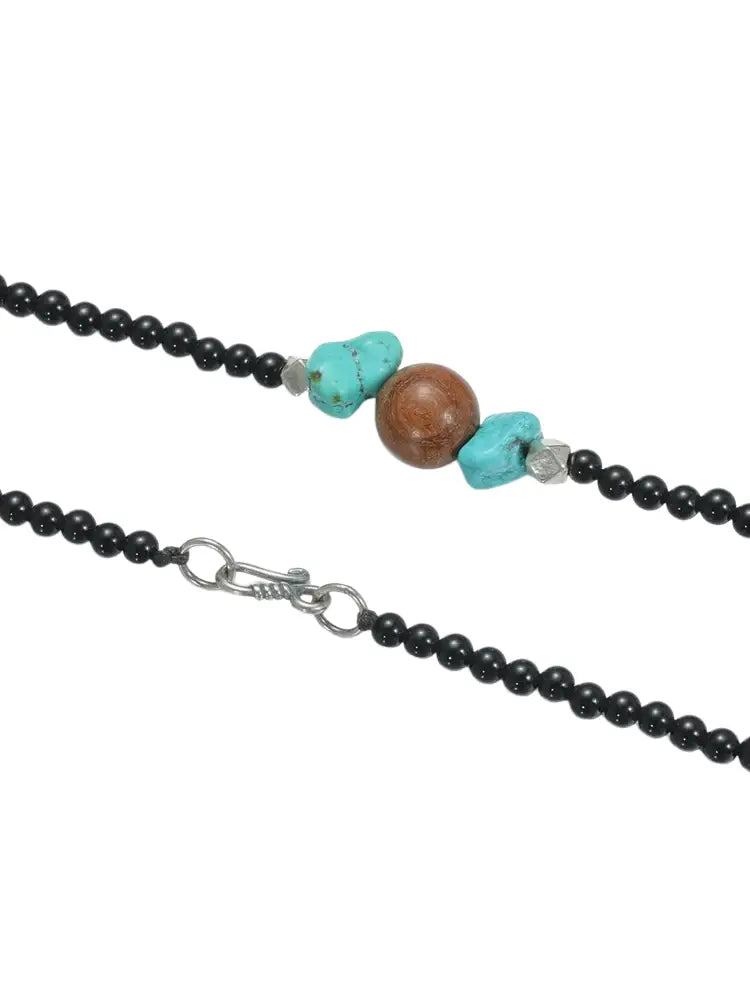 Retro turquoise natural ore, necklace sandalwood, agate chain for key bag , Chinese style