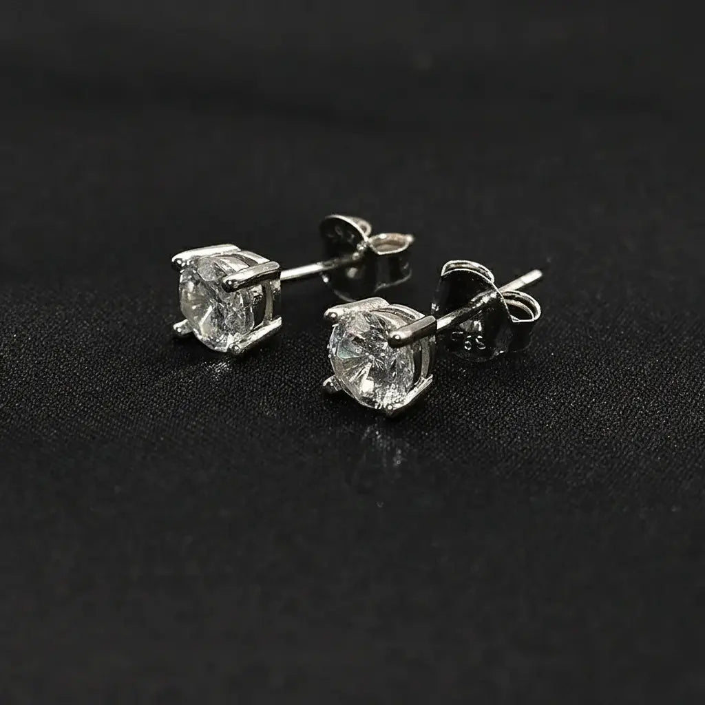 Trend-Forward 925 Sterling Silver Diamond Stud Earrings - Hip-Hop Unisex Style