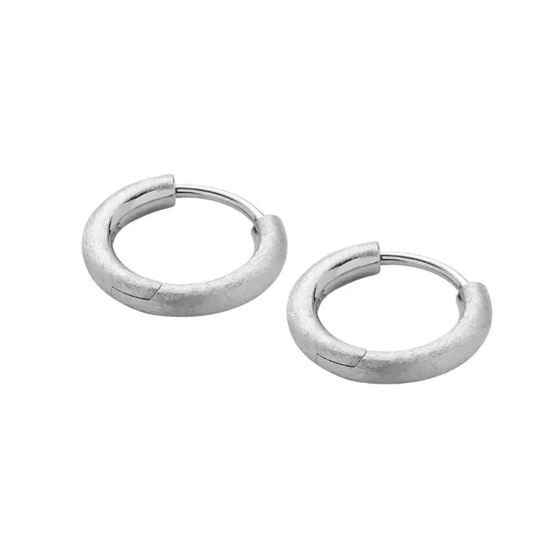 S925 Sterling Silver Matte Minimalist Hoop Earrings for Men and Women