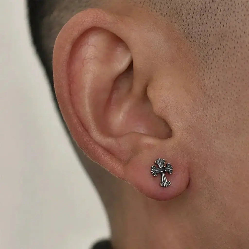 Retro trend earrings for men and women, silver 925 sample