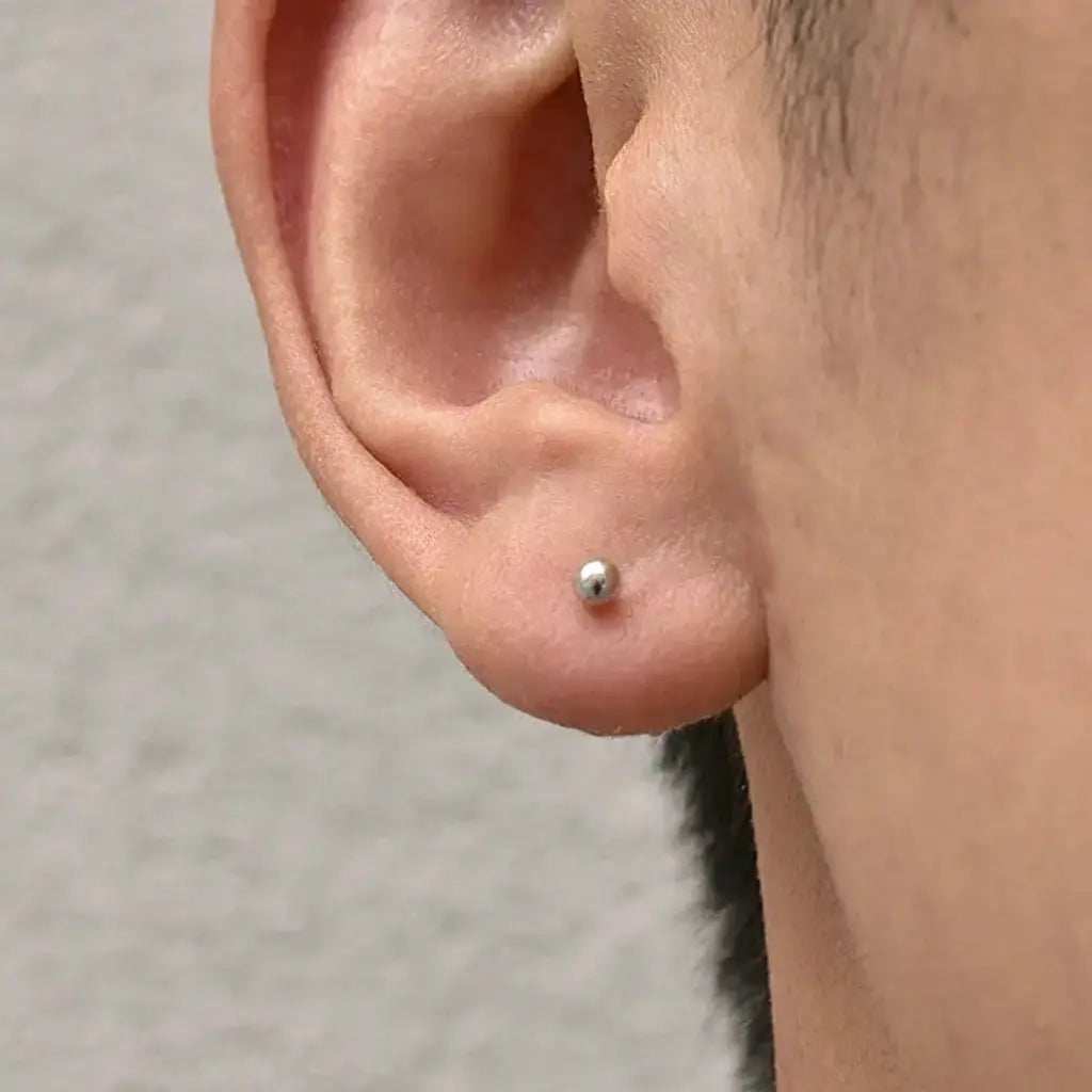 Dainty 925 Sterling Silver Round Bead Stud Earrings Unisex Minimalist Versatile Jewelry