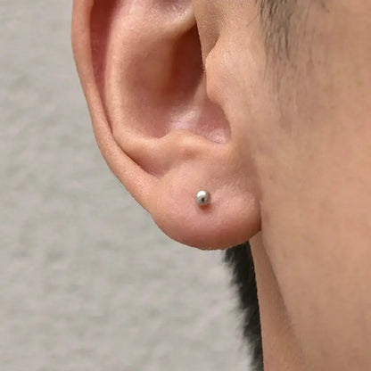 Dainty 925 Sterling Silver Round Bead Stud Earrings Unisex Minimalist Versatile Jewelry