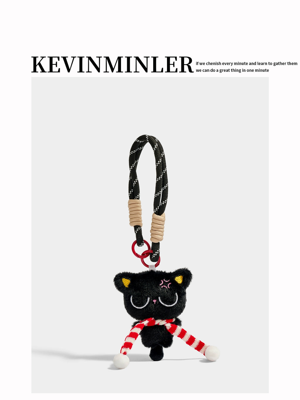 Cute Emoticon Black Cat Plush Keychain Bag Charm - Perfect Gift