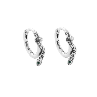 TWO LEAVES 925 Sterling Silver Snake Coil Ear Cuff - Retro Street Style Unisex