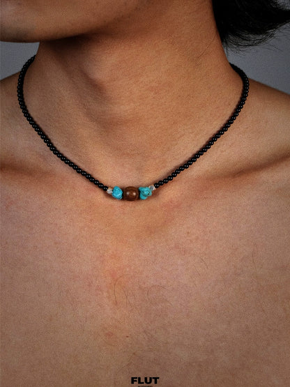 Retro turquoise natural ore, necklace sandalwood, agate chain for key bag , Chinese style