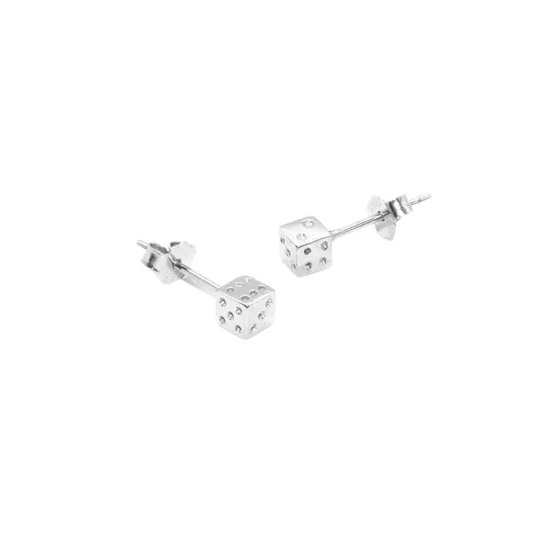 S925 Sterling Silver Dice Stud Earrings: Creative Minimalist Design for All