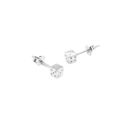 S925 Sterling Silver Dice Stud Earrings: Creative Minimalist Design for All