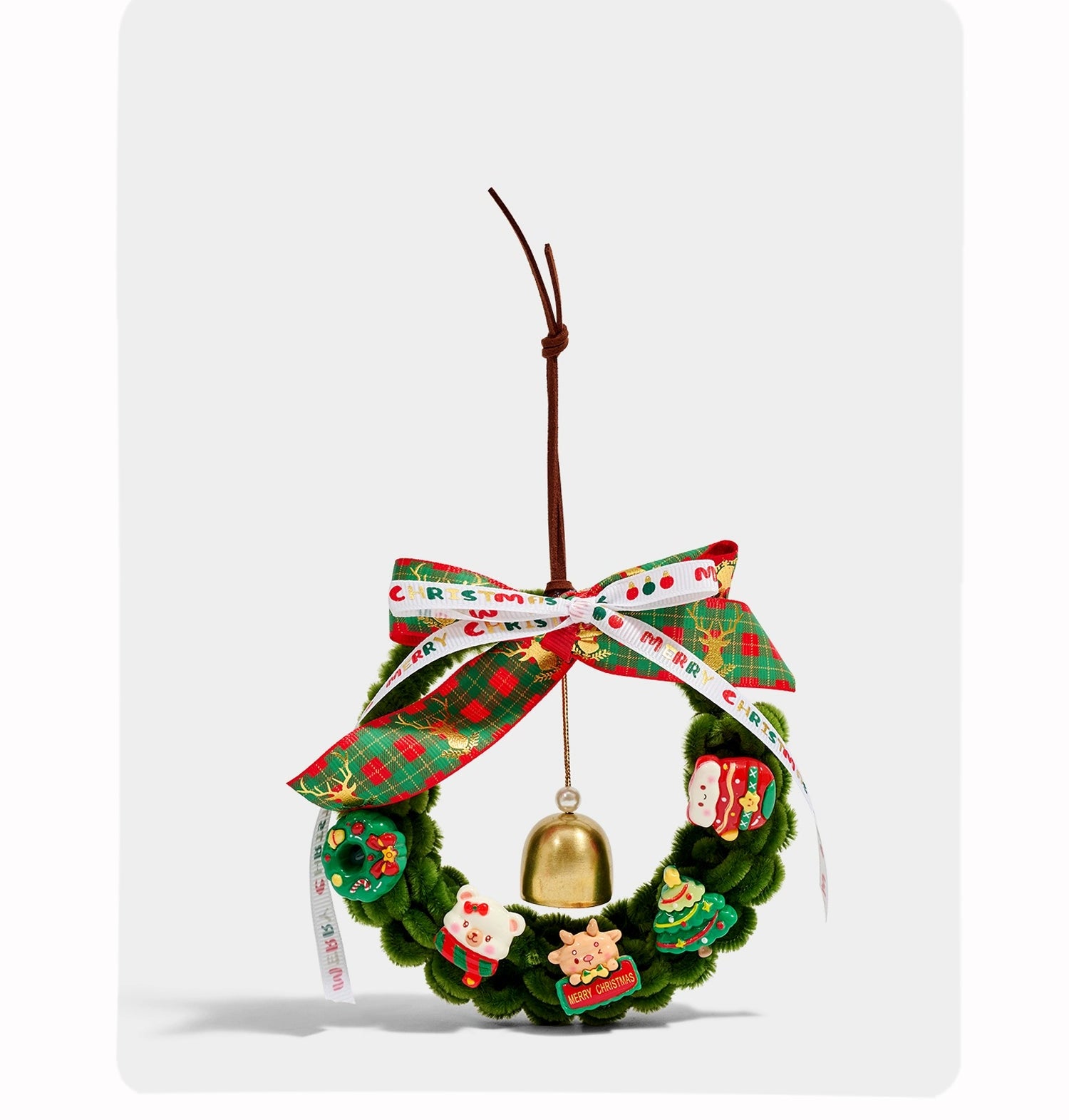 Charming Cartoon Christmas Bell Wreath Pendant - Festive Decorative Small Ornament