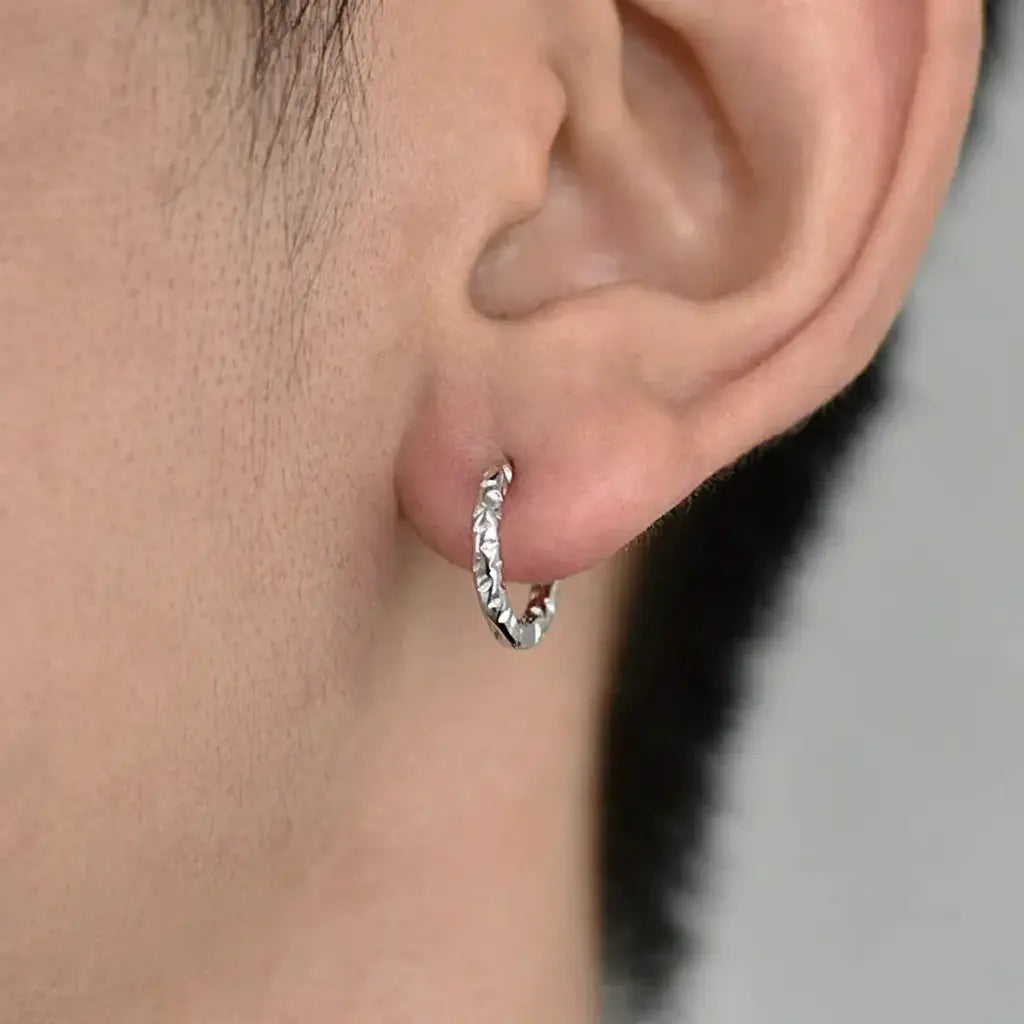 Modern Silver 925 Irregular Hoop Earrings for Men & Women - Minimalist Design