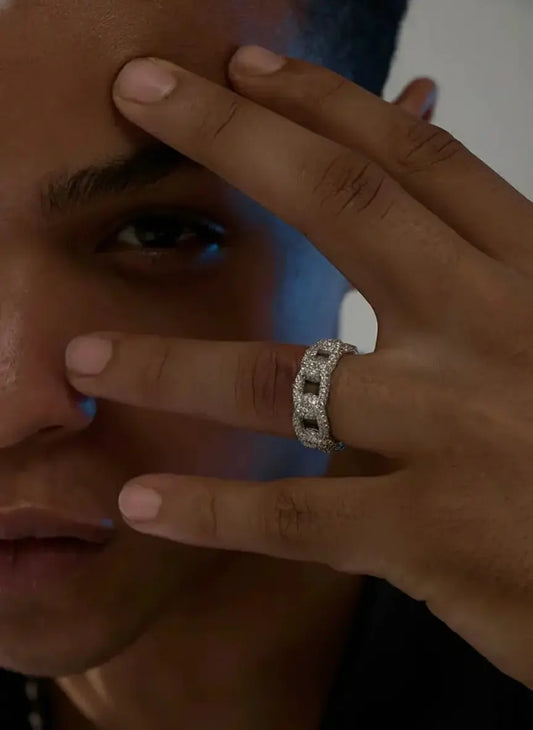 Luxta Cuban Ring Cuba Chain Ring Pure silver Cuba Full Diamond Plated Platinum Planted Planted Hip -Hop Men and Women Star