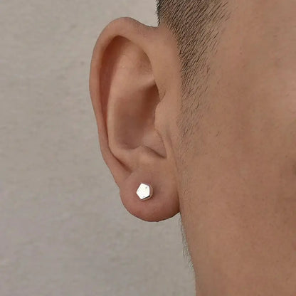 S925 Sterling Silver Pentagon Stud Earrings – Unisex Modern Minimalist Geometric Design