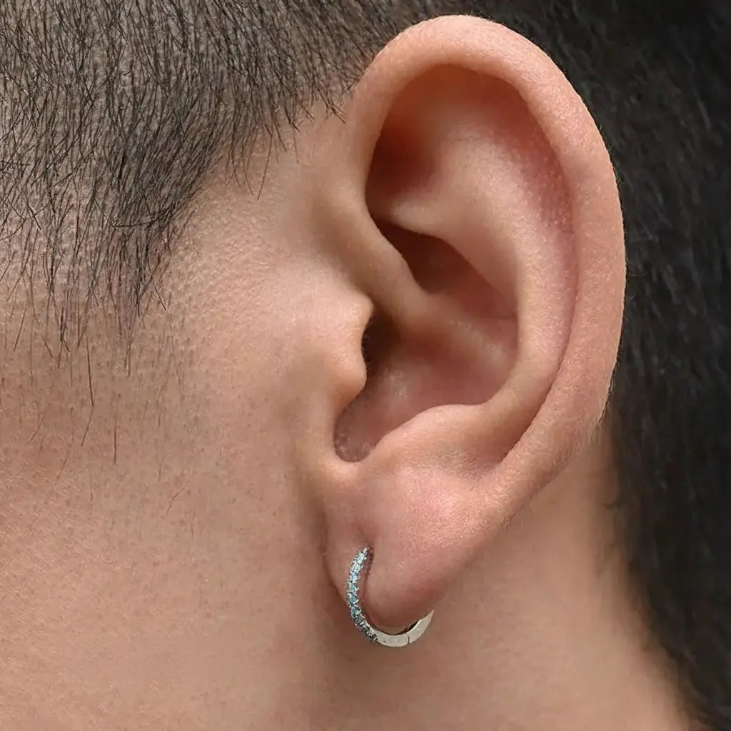 S925 Sterling Silver Turquoise Huggie Earrings: Modern Unisex Light Luxury Style