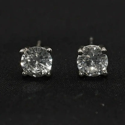 Trend-Forward 925 Sterling Silver Diamond Stud Earrings - Hip-Hop Unisex Style