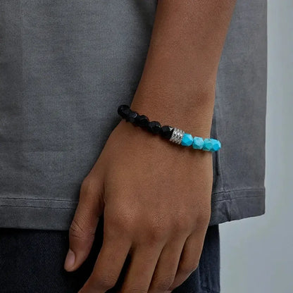 Turquoise universal bracelet natural stone, elastic strap for men and women for beloved