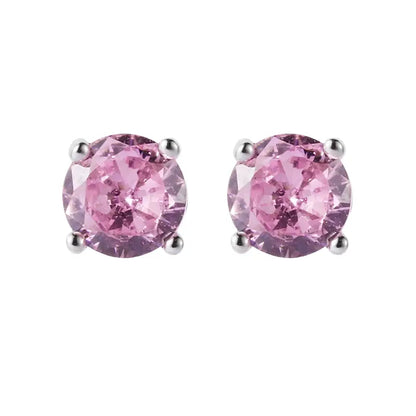 Fuchsia zirconium, universal trend earrings for men and women, silver 925 sample