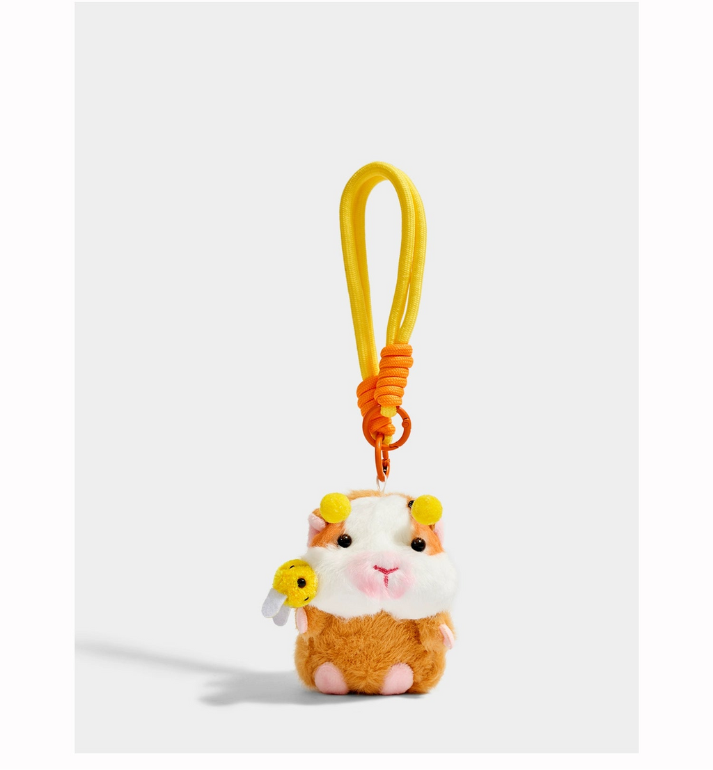 Charming Plush Bee Guinea Pig Keychain - Cute Backpack Accessory Gift