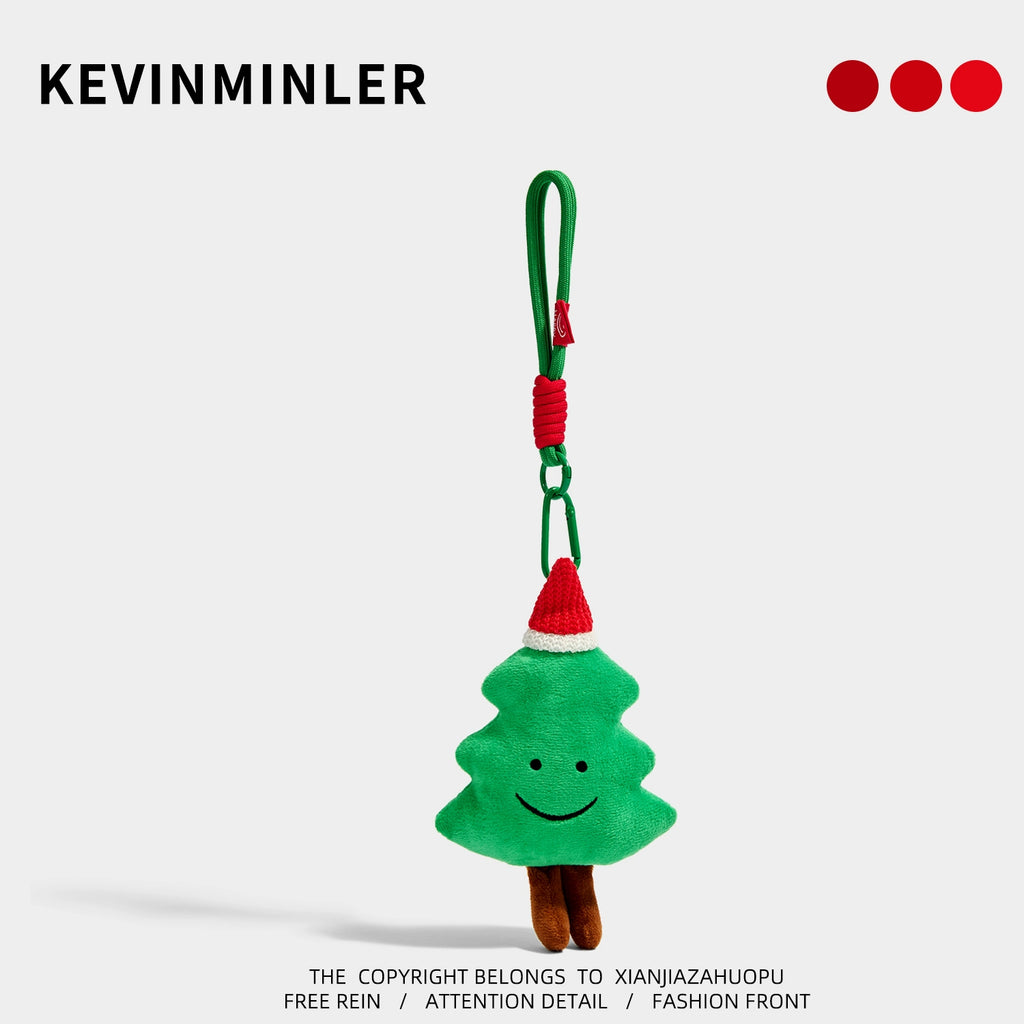 Adorable Smiling Plush Christmas Tree Keychain Bag Charm, Ideal Festive Gift